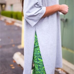 Dressed in LALA Light Gray Ribbed Top